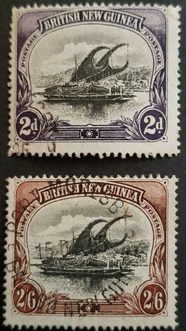 British New Guinea Papua 2½d, 2/6d Lakatoi SG 11a, 16a unique watermark variety