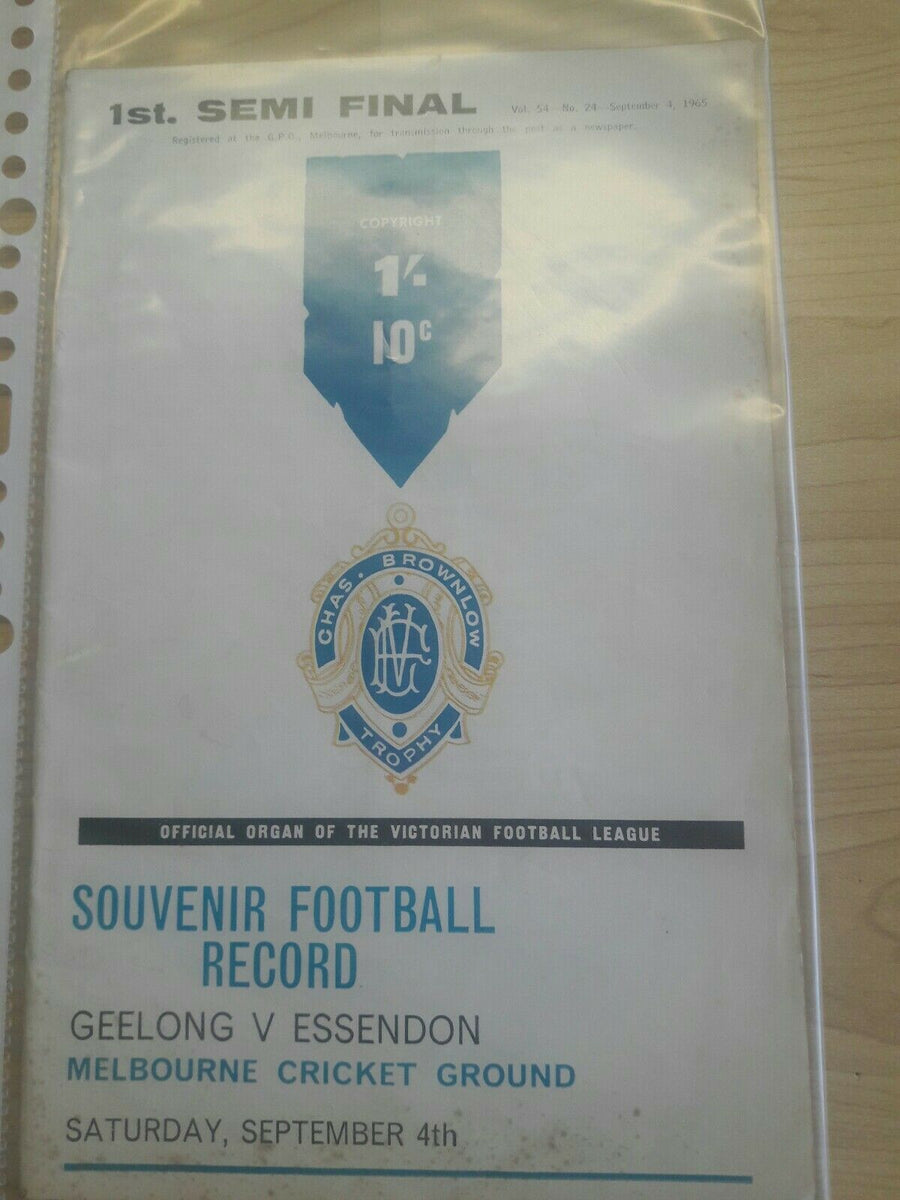 VFL Semi Final Football Record 1965 4 September Geelong Vs Essendon ...