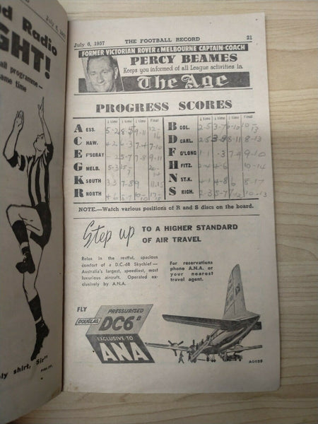 VFL 1957 July 6 Football Record Essendon v Collingwood