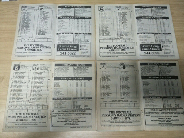 Lot Of 1989 VFL Football Records Collingwood Games x 22