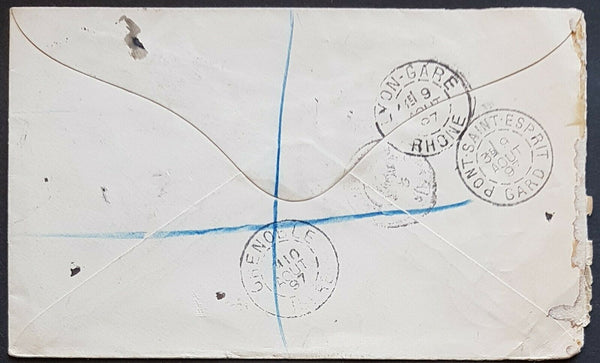 NSW France. 1897 registered letter with scarce usage of 12½d surcharge SG. 268