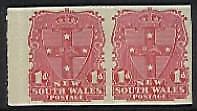 NSW Australian States 1d arms star lion Imperf horiz pair similar to SG 299a MLH
