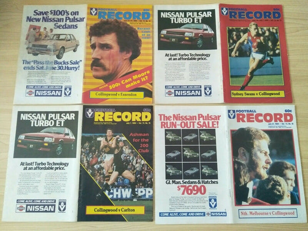 Lot Of 1984 VFL Football Records Collingwood Games x 22