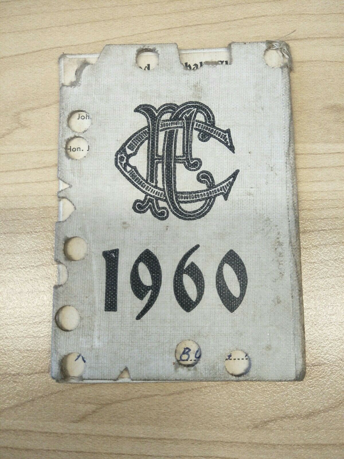 VFL 1960 Collingwood Football Club Season Ticket No. 5583