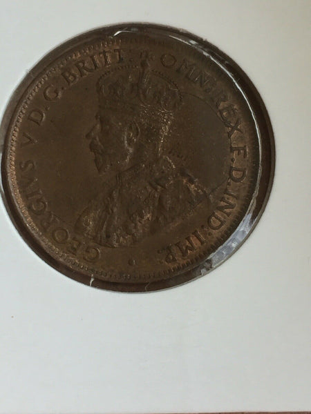 Australia 1927 Half Penny 1/2d with Die Crack Unc