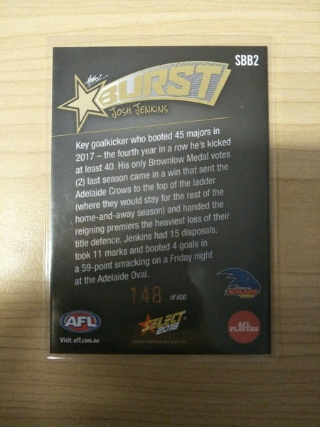 Select 2018 Black Starburst Josh Jenkins Adelaide No. 148/600