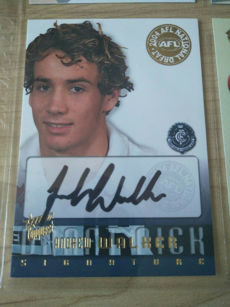 2004 Select Conquest Draft Signature Card Andrew Walker Carlton