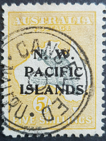 NWPI New Guinea on Australia 5/- Kangaroo SG 83 type B, 24 issued very rare used