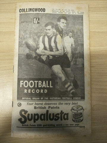 VFL 1964 July 18 Football Record Collingwood v Geelong