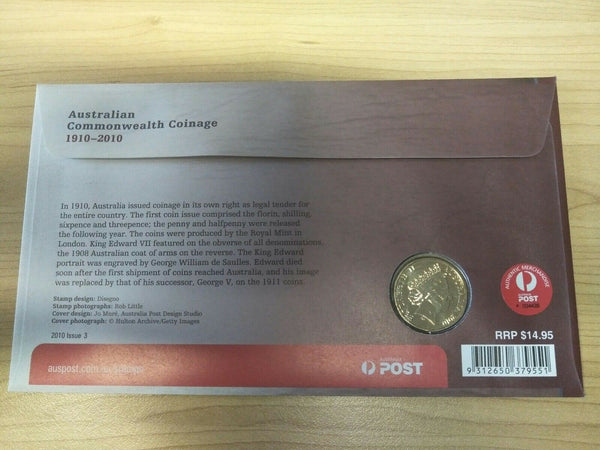 2010 Australian $1 100 Years Of Commonwealth Coinage PNC 1st Day Issue