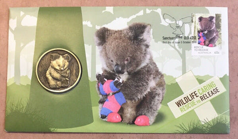 2010 Australian Wildlife Rescue With Koala Medallion PNC 1st Day Issue