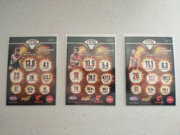 2020 Select Footy Stars Contested Beast GWS Giants Team Set Of 3 Cards