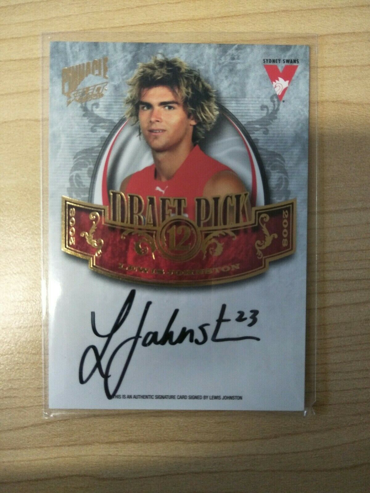 2009 Select Pinnacle Draft Pick Signature Lewis Johnston Sydney No. 125/400