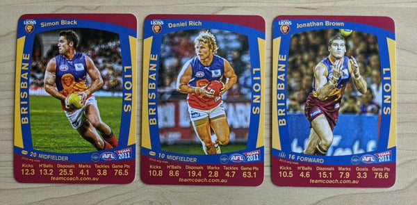 2011 Teamcoach LIMITED ULTRA RARE SAMPLE Brisbane Lions 3 CARD Prize SET