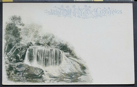 NSW 1898 1½d blue Post Card Weeping Rock Wentworth Falls New Year HG 23b  mint