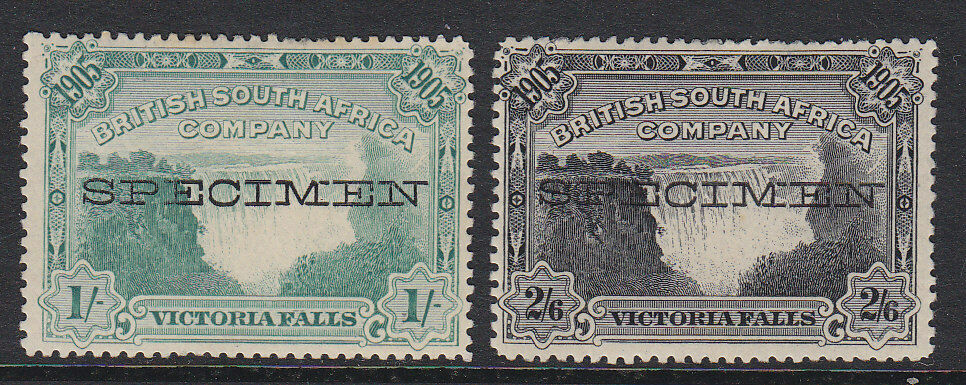 Rhodesia SG 97/8 Victoria Falls opt Specimen with detached serif in "M" mint