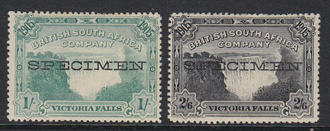 Rhodesia SG 97/8 Victoria Falls opt Specimen with detached serif in "M" mint