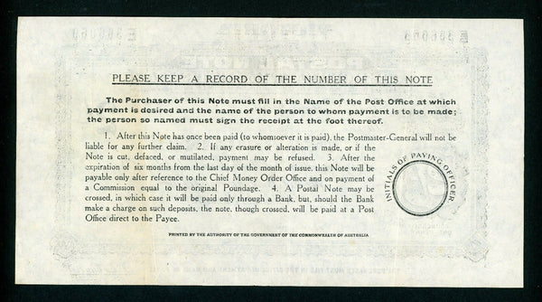 Australia Victoria 2/- Postal Note banknote postal stationery Footscray 1949
