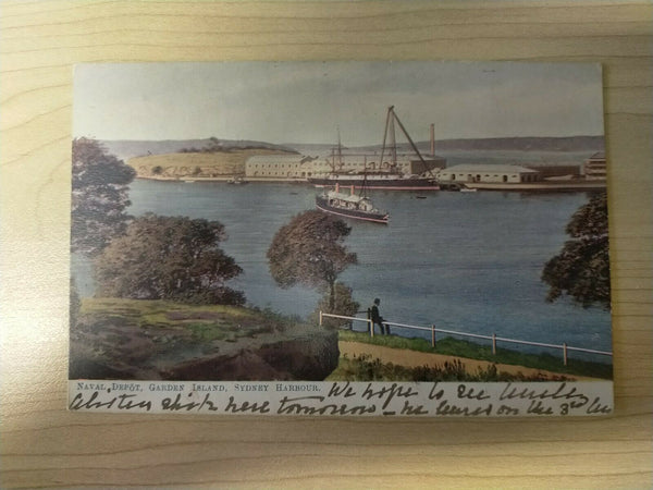 Australia 1904 Vintage Postcard Naval Depot Garden Island Sydney Tax Due