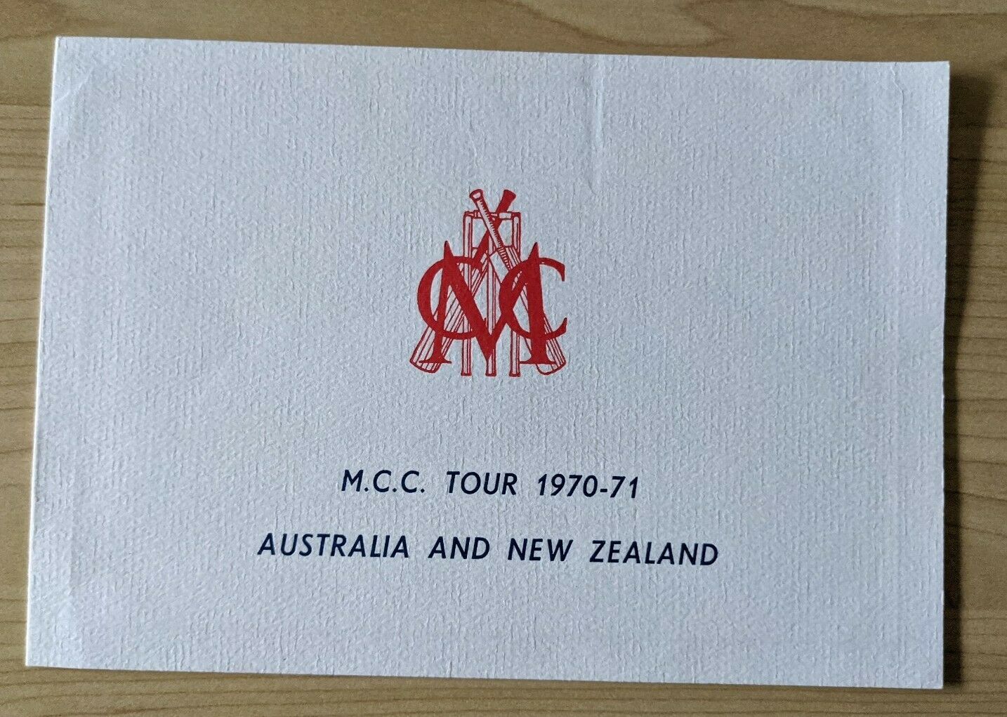 Cricket 1970-71 MCC Marylebone Cricket Club Tour of Australia & New Zealand. Christmas card & Team Photo