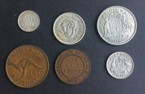 Australia 1939 Pre Decimal 6 Coin Set  IDEAL BIRTHDAY GIFT