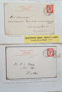 Queensland, Australian States, reply postcard collection ex Ron Butler.