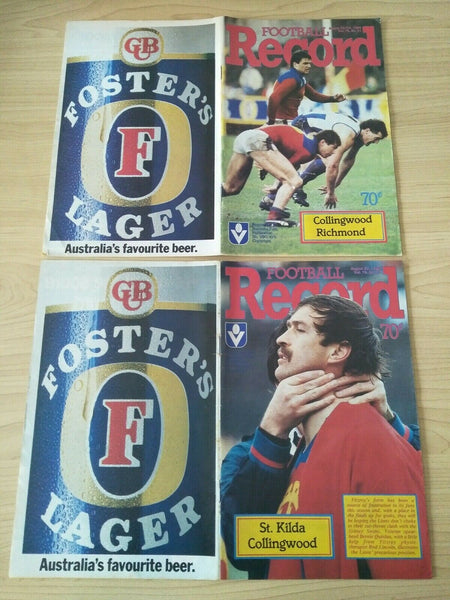 Lot Of 1986 VFL Football Records Collingwood Games x 22