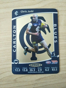 2012 AFL Teamcoach Prize Card Chris Judd Carlton