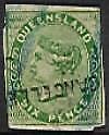 Queensland Australian States SG 143 6d yellow-green Chalon Proof opt cancelled