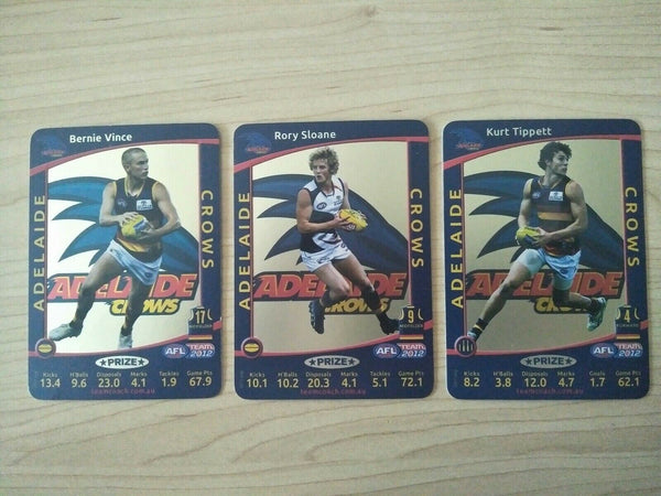 2012 Teamcoach Prize Card Team Set Adelaide Crows - Vince, Sloane, Tippett