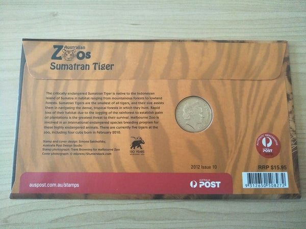 2012 Australian $1 Australian Zoos Sumatran Tiger PNC 1st Day Issue