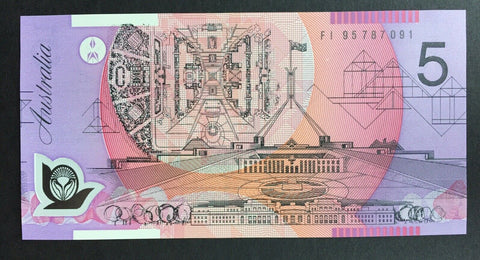 R217a 1995 $5 Evan Fraser Polymer Banknote Uncirculated