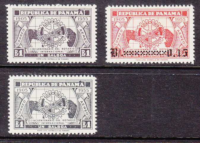 Panama Latin America 562, 575 plus Rotary 1p blue black colour Error. Unissued