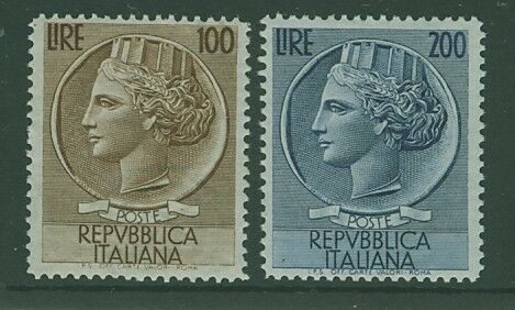 Italy SG 845-846 1953 100L brown and 200L blue MUH