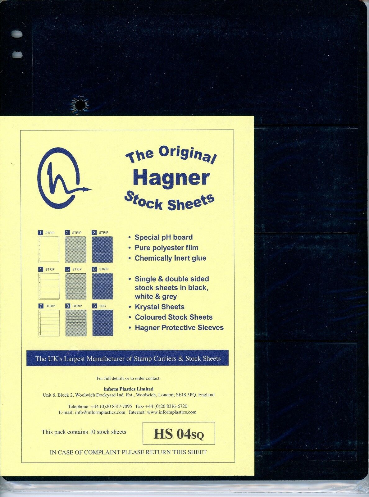Hagner 4 Pocket Single Sided Stamp Stock Sheets Pack of 10