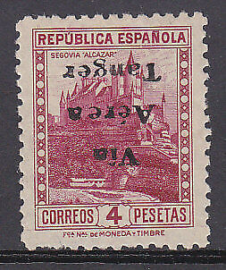 Tangier Spanish Colonies Spain SG 114 4p mauve with inverted overprint Error MLH