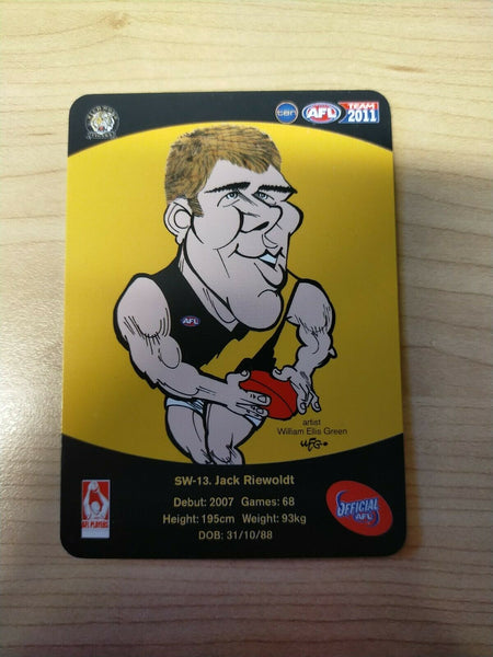 2011 Teamcoach Star Wildcard Printing Error Card Jack Riewoldt Richmond