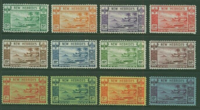 British New Hebrides canoes palms SG 52/63 Set of 12 MLH