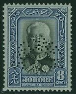 Johor Johore Malayan States SG 130 8c Sultan perforated Specimen MVLH