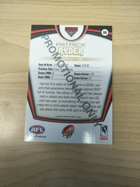 2007 Select AFL Supreme Promotional Card Patrick Ryder Essendon