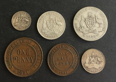 Australia 1921 Pre Decimal 6 Coin Set