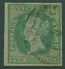 Victoria Australian States SG 35 2s bluish green/pale yellow four margins FU