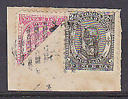 Tonga SG 10b 1d rose King George Bisected on piece with 2d Used bisect variety