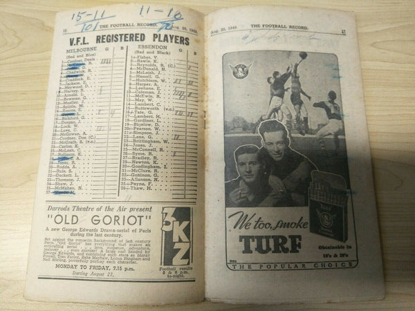 VFL 1949 August 20 Melbourne v Essendon Football Record
