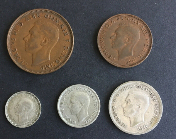 Australia 1948 Pre Decimal 5 Coin Set  IDEAL BIRTHDAY GIFT