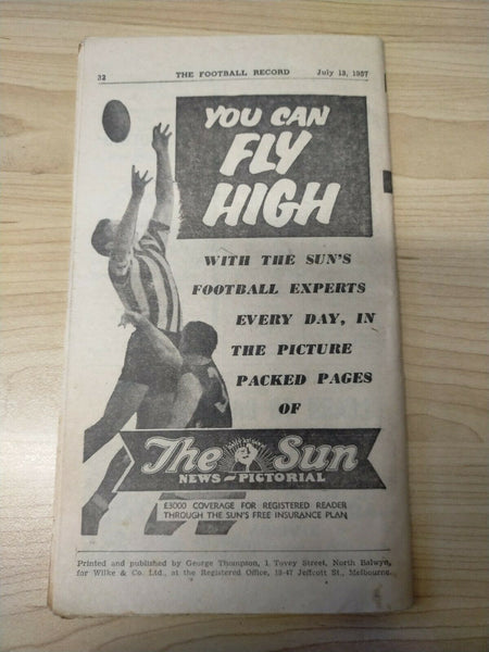 VFL 1957 July 13 Football Record Collingwood v Melbourne