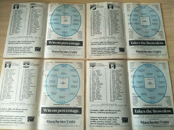 Lot Of 1988 VFL Football Records Collingwood Games x 21