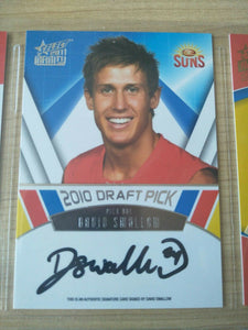 2011 Select Infinity Draft Pick Signature Card David Swallow Gold Coast