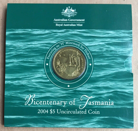 Australia 2004 Royal Australian Mint $5 Tasmania Bicentenary Uncirculated Coin