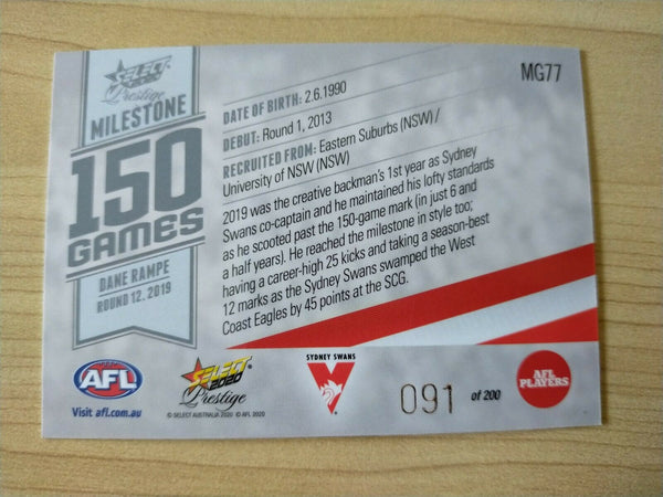 2020 Select Prestige Milestones Sydney Dane Rampe No. 091/200